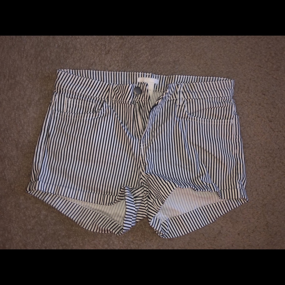 H&M Black and white striped shorts